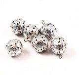 Large Silver Plated Filigree Beads with Loop