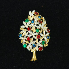 Sphinx Rhinestone & Enamel Christmas Tree Pin