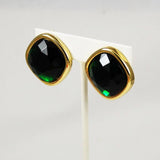 Sphinx Emerald Rhinestone Clip On Earrings