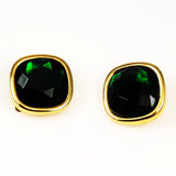 Sphinx Emerald Rhinestone Clip On Earrings