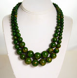 Double Strand Spinach Bakelite Necklace Vintage