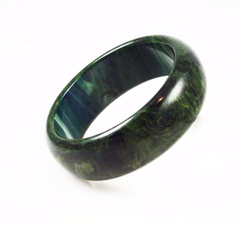 Spinach Green Bakelite Bangle Bracelet Chunky