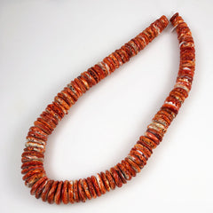 Large Orange Spiny Oyster Shell Heishe Beads 14-25mm - Genuine natural undyed
