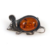 Sterling Silver Amber Mouse Brooch Vintage