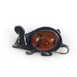 Sterling Silver Amber Mouse Brooch Vintage