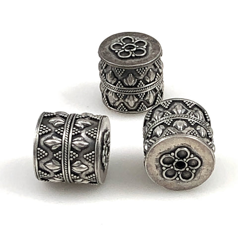 Bali Sterling Silver Barrel Beads Large Focal