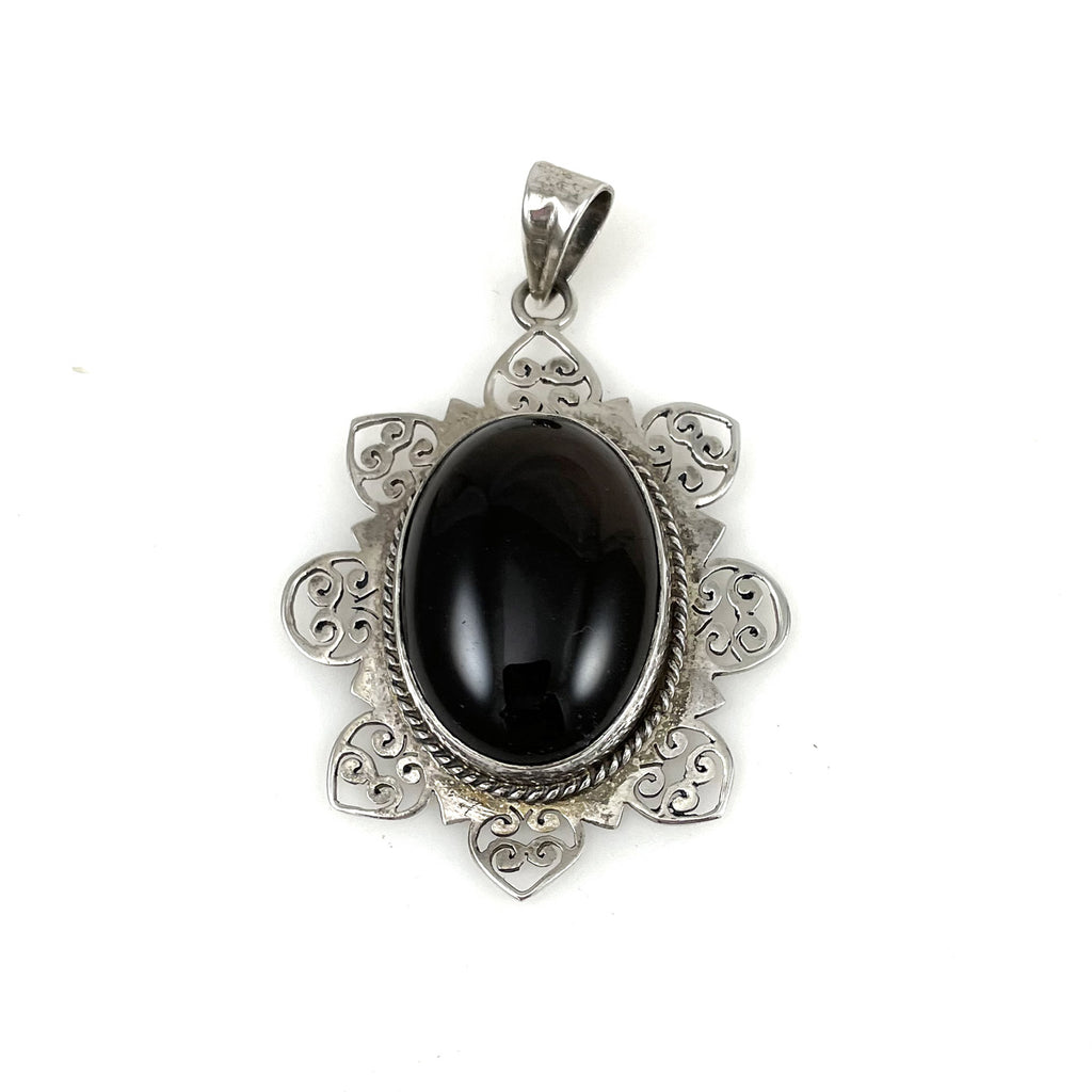 Sterling Silver & Black Onyx Pendant Extra Large