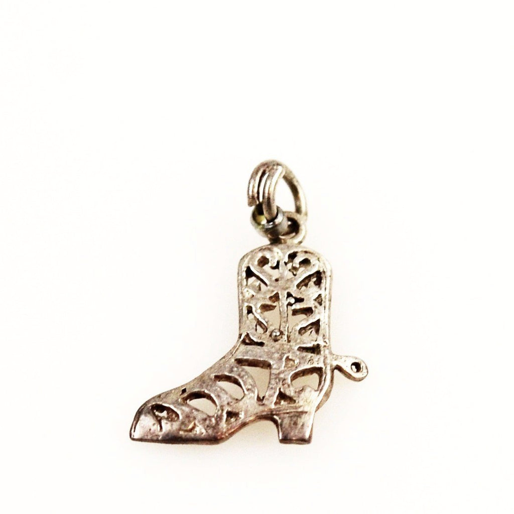 Vintage Sterling Silver Filigree Cowboy Boot Charm