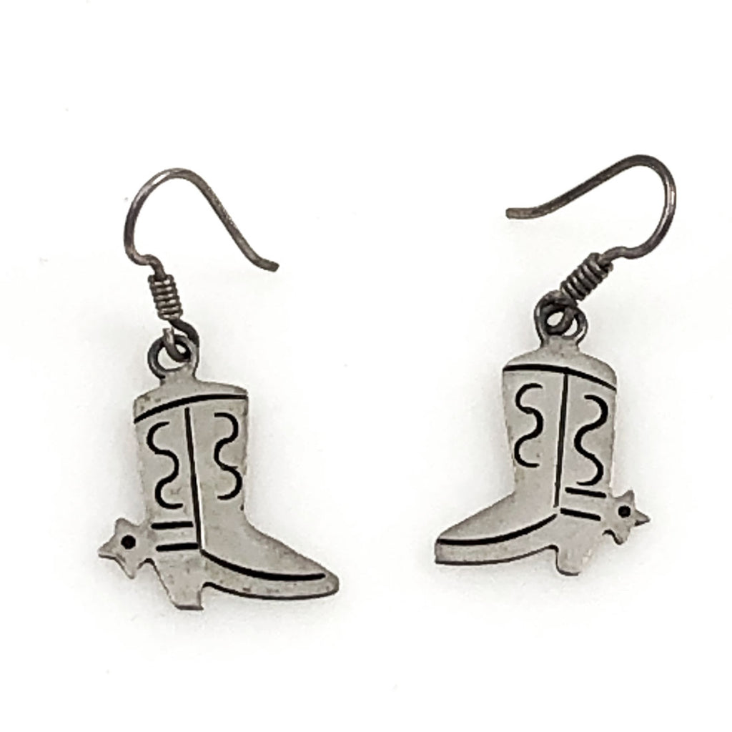 Sterling Silver Cowboy Boot Earrings