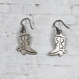Sterling Silver Western Cowboy Boot Earrings