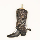 Back of Sterling Silver Western Cowboy Boot Pendant Vintage
