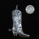 Sterling Silver Western Cowboy Boot Pendant Vintage