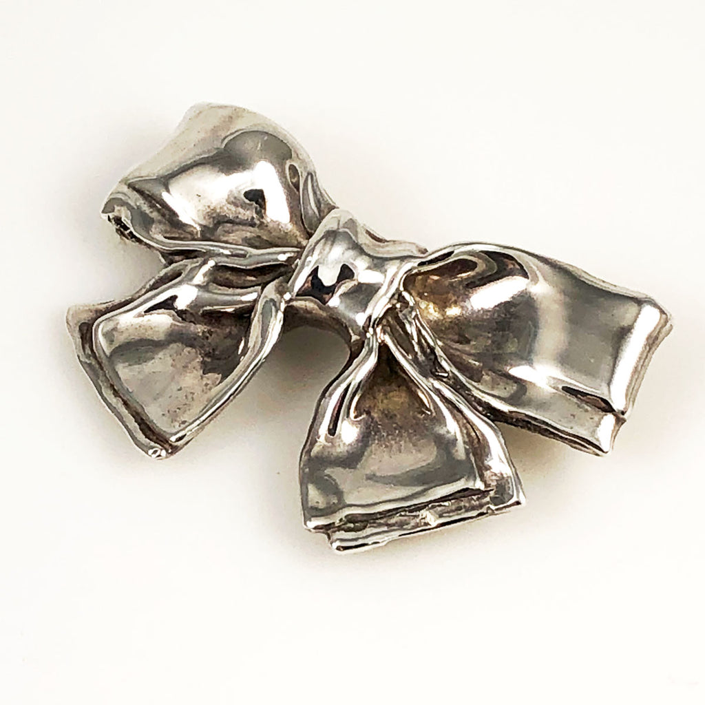 Large Sterling Silver Bow Brooch 