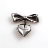 Sterling heart bow pin