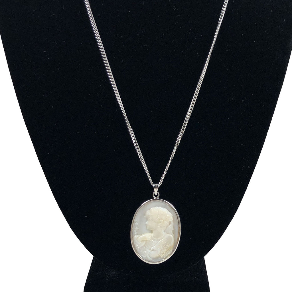 Carved cameo shell necklace