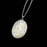 Carved cameo shell necklace