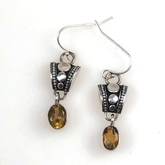 Citrine Gemstone Sterling Earrings Vintage