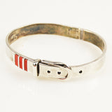 Mexican Sterling Buckle & Coral Bracelet Vintage