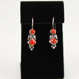 Red Coral & Sterling Native American Earrings