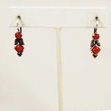 Red Coral & Sterling Native American Earrings