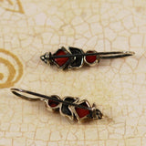 Red Coral & Sterling Native American Earrings