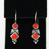 Red Coral & Sterling Native American Earrings