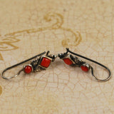 Red Coral & Sterling Native American Earrings