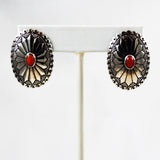 Sterling & Red Coral Native American Earrings