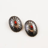 Sterling & Red Coral Native American Earrings