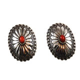 Sterling & Red Coral Native American Earrings