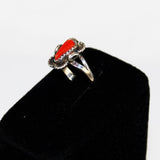 Coral and Sterling Silver Native American Ring