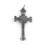 Sterling Floral Cross Pendant Vintage Silver