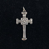 Sterling Floral Cross Pendant Vintage Silver