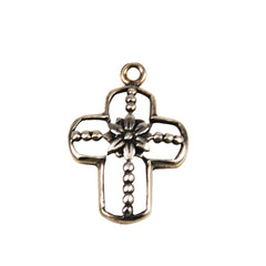 Sterling Silver Floral Cross Pendant