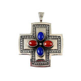 Sterling Cross with Lapis & Coral