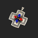 Sterling Cross with Lapis & Coral