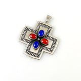 Sterling Cross with Lapis & Coral