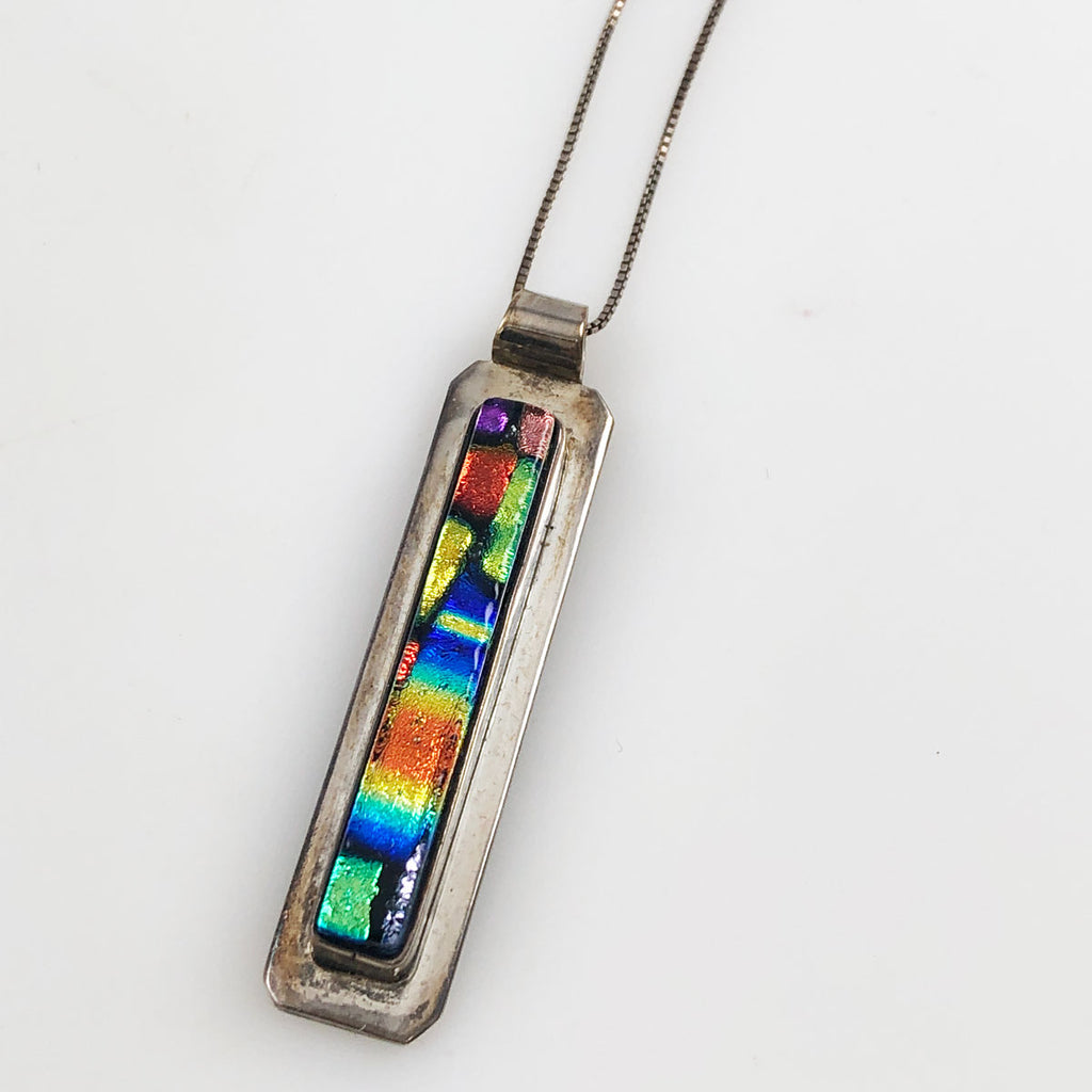 Dichroic Fused Glass Pendant Comes With Sterling Silver -   Dichroic  fused glass pendants, Dichroic fused glass, Fused glass pendant