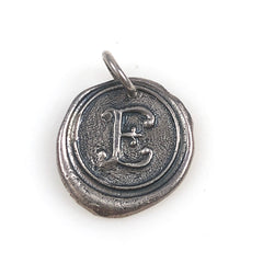 Sterling Silver Waxing Poetic E Monogram Charm Pendant