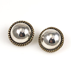 Sterling & Brass Clip On Earrings Taxco Mexican