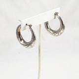 Sterling silver hoop earrings etched 