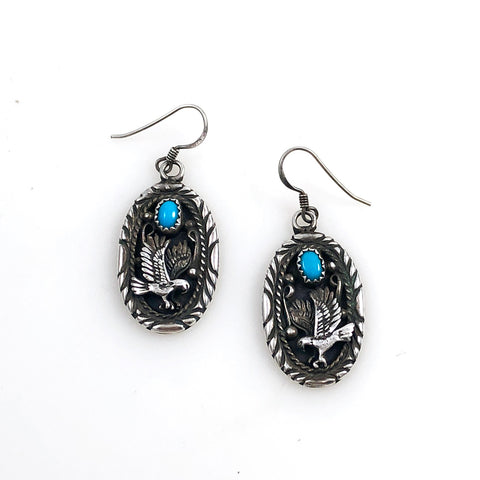 Sterling Silver Turquoise Eagle Earrings