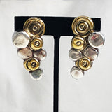 Modern Silver & Gold Electroform Clip On Earrings