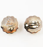 Back of Sterling & Brass Floral  Clip On Earrings Taxco Mexican