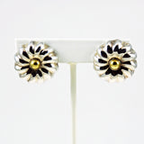 Sterling & Brass Floral  Clip On Earrings Taxco Mexican