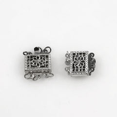 Sterling Silver Filigree Box Clasp Triple