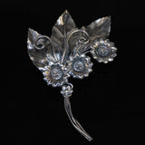 Sterling Silver Floral Brooch Vintage