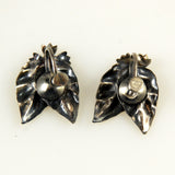 Sterling Silver Holly Screw Back Earrings Antique