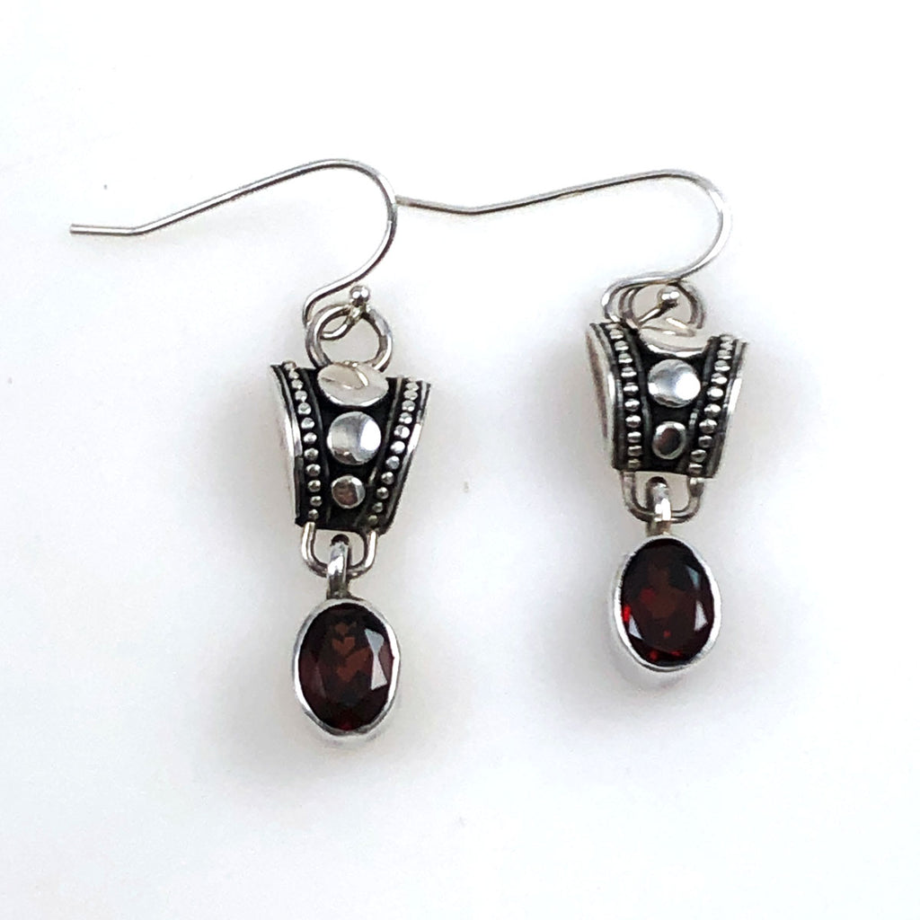 Garnet Gemstone Earrings Vintage