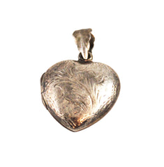 Sterling Heart Locket Charm Embossed